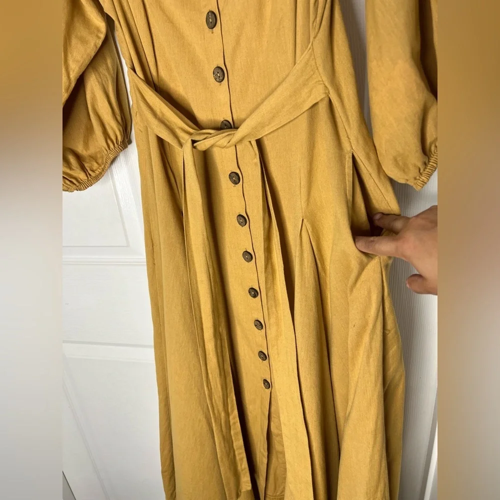 Free People Jayma Midi Linen Blend Dress Sz S